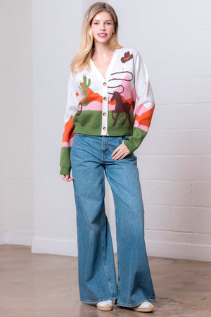 Way Out West Button Down Sweater Cardigan