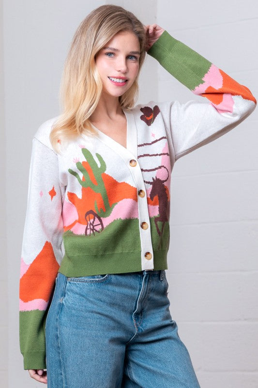 Way Out West Button Down Sweater Cardigan