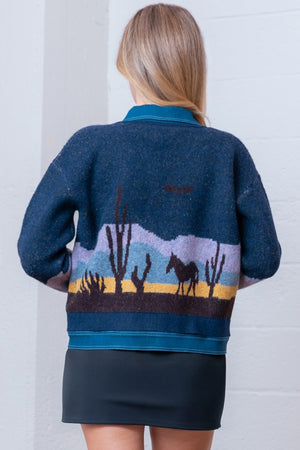 Ride Into The Night Denim Sweater Jacket