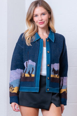 Ride Into The Night Denim Sweater Jacket