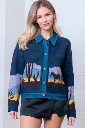 Ride Into The Night Denim Sweater Jacket