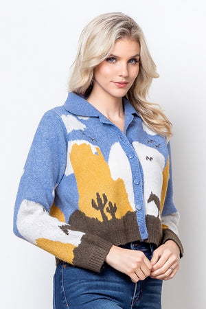 Sunset Canyon Knit Horse Sweater Cardigan