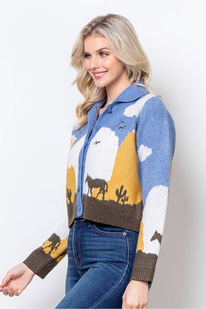 Sunset Canyon Knit Horse Sweater Cardigan
