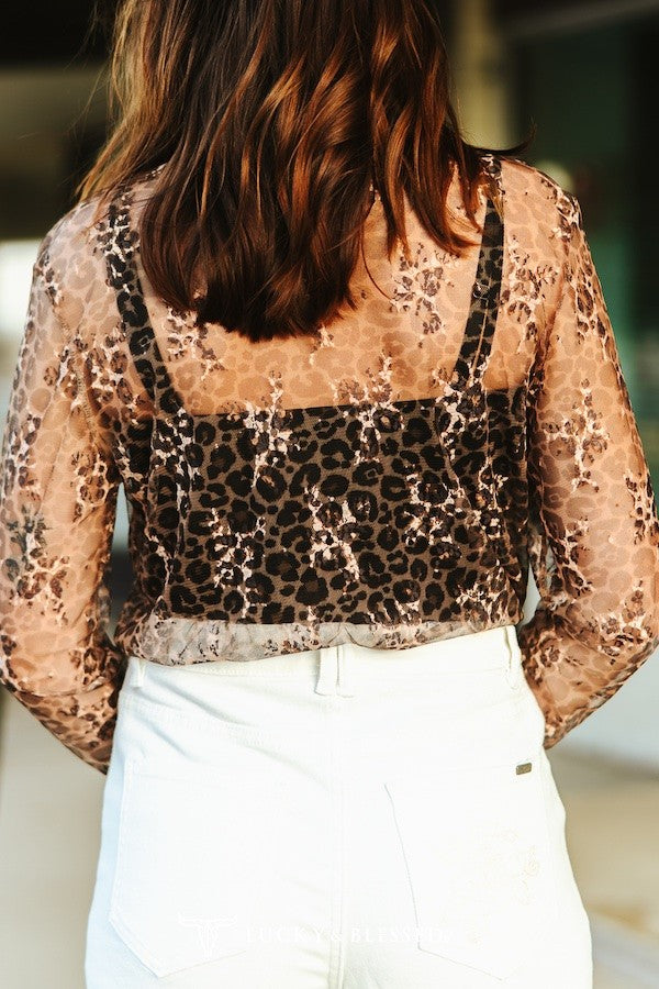 Wild Whisper Sheer Leopard Mesh Top