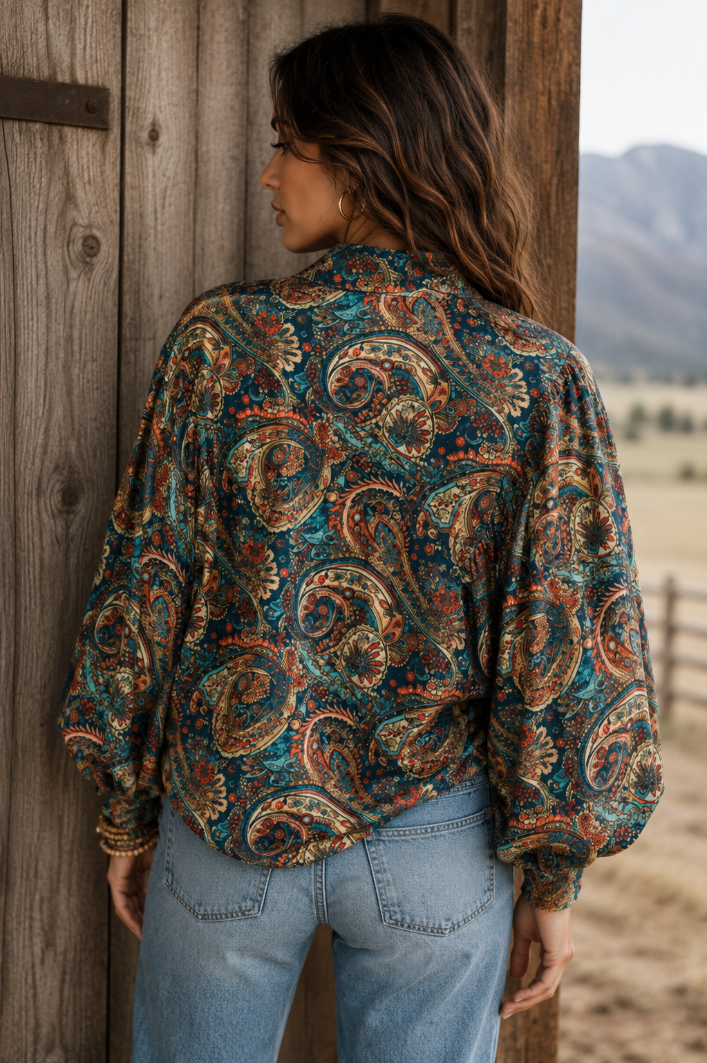 Painted You Pretty Paisley Velour Blouse