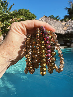 Milky Way Faceted Crystal Hand Beaded Bracelet Sets (custom made to order)