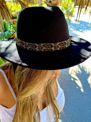 KAQCHI Leopard Print Beaded Hat Band (DS)
