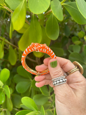 Tigress Enamel Gold Cuff Bracelet