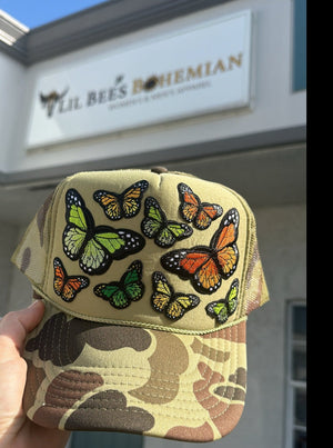 Flutter On By Custom Butterfly Patch Trucker Hat (made to order)