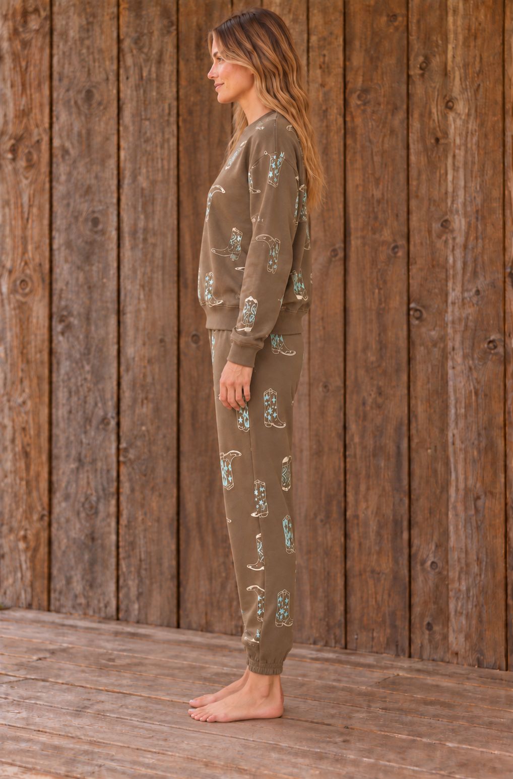 Kickin' Back Cowboy Boot Printed Sweatset