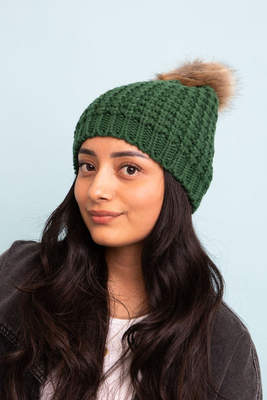 Cozy Cutie Kinit Pom Pom Beanie