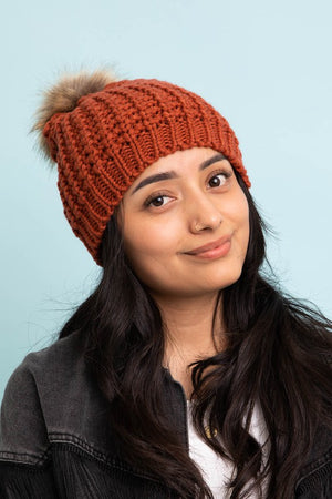 Cozy Cutie Kinit Pom Pom Beanie