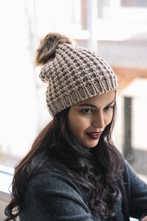 Cozy Cutie Kinit Pom Pom Beanie