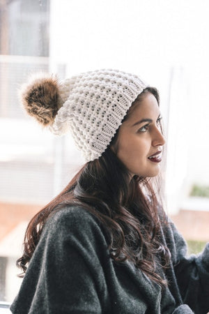 Cozy Cutie Kinit Pom Pom Beanie