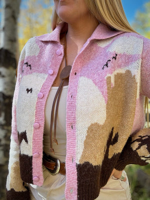 Sunset Canyon Knit Horse Sweater Cardigan
