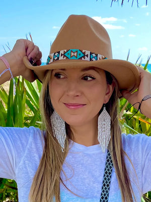 KAQCHI Golden Turquoise Beaded Hat Band (DS)