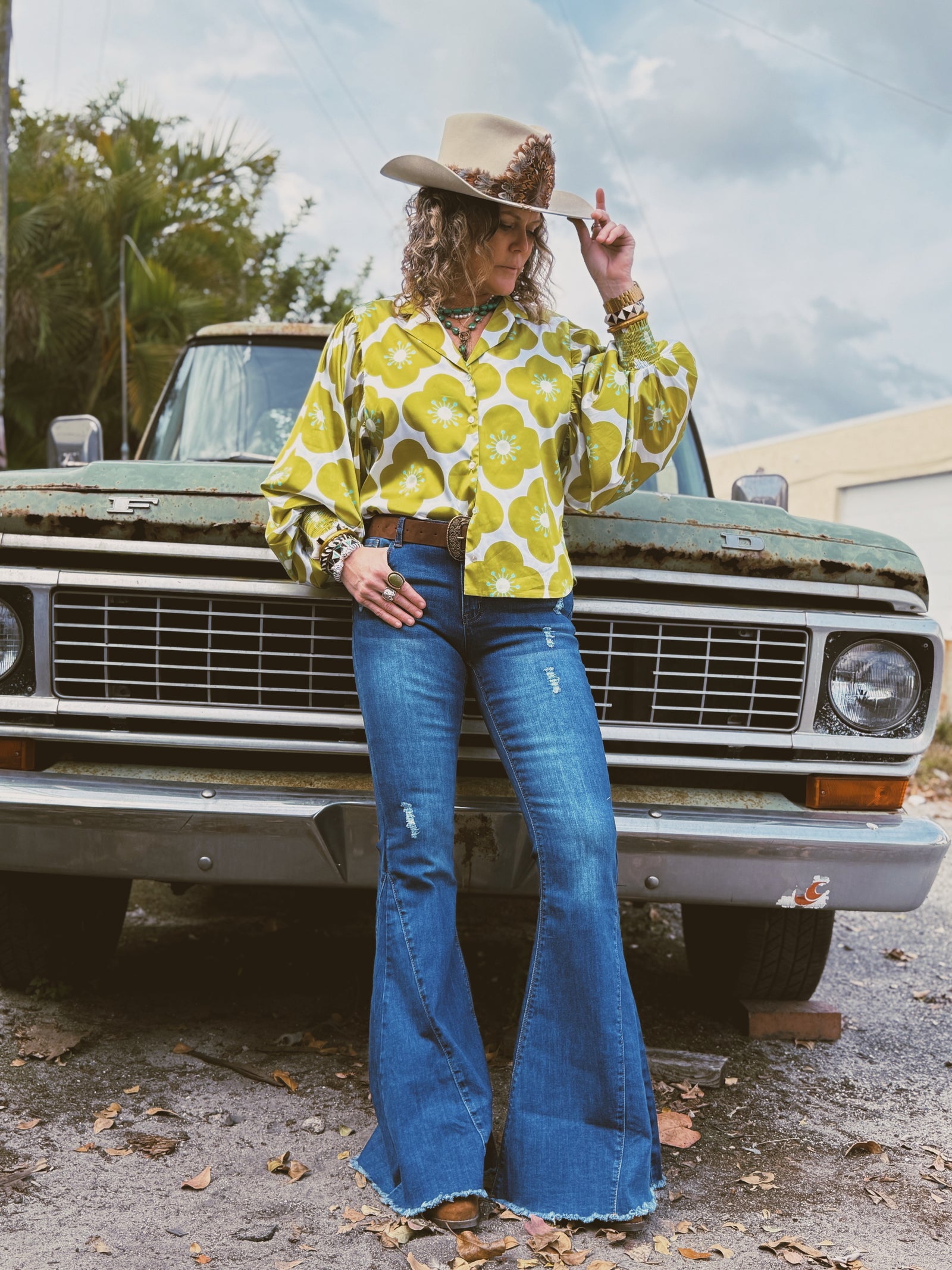 You Got Lucky Balloon Sleeve Button Up Blouse