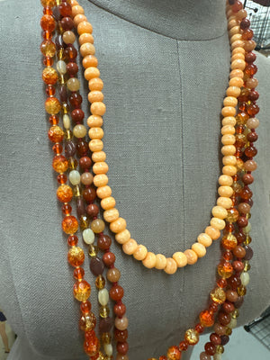 Vintage Necklace Set w/ Matching Earrings ~ Amber & Rust