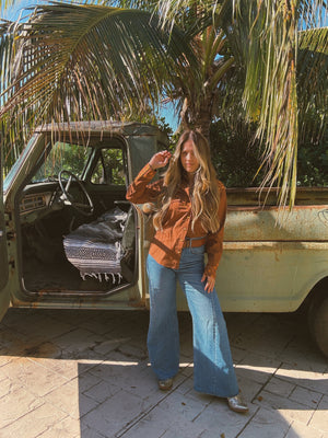 PREORDER John Wayne Western Pearl Snap Button Up Top In Brown PREORDER MARCH/APRIL 2026