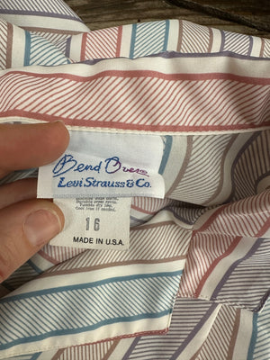 Levi Strauss & Co Striped Vintage Print Button Up Blouse - Size L/XL- 12/14/16