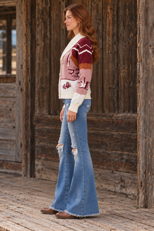 Rosy Range Western Scenic Cardigan
