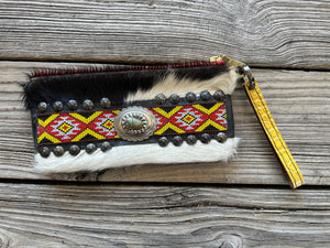 KurtMen Hair on Hide Embellished Leather Wristlet  Clutches &/or Wallets - Queen Bee's Closet