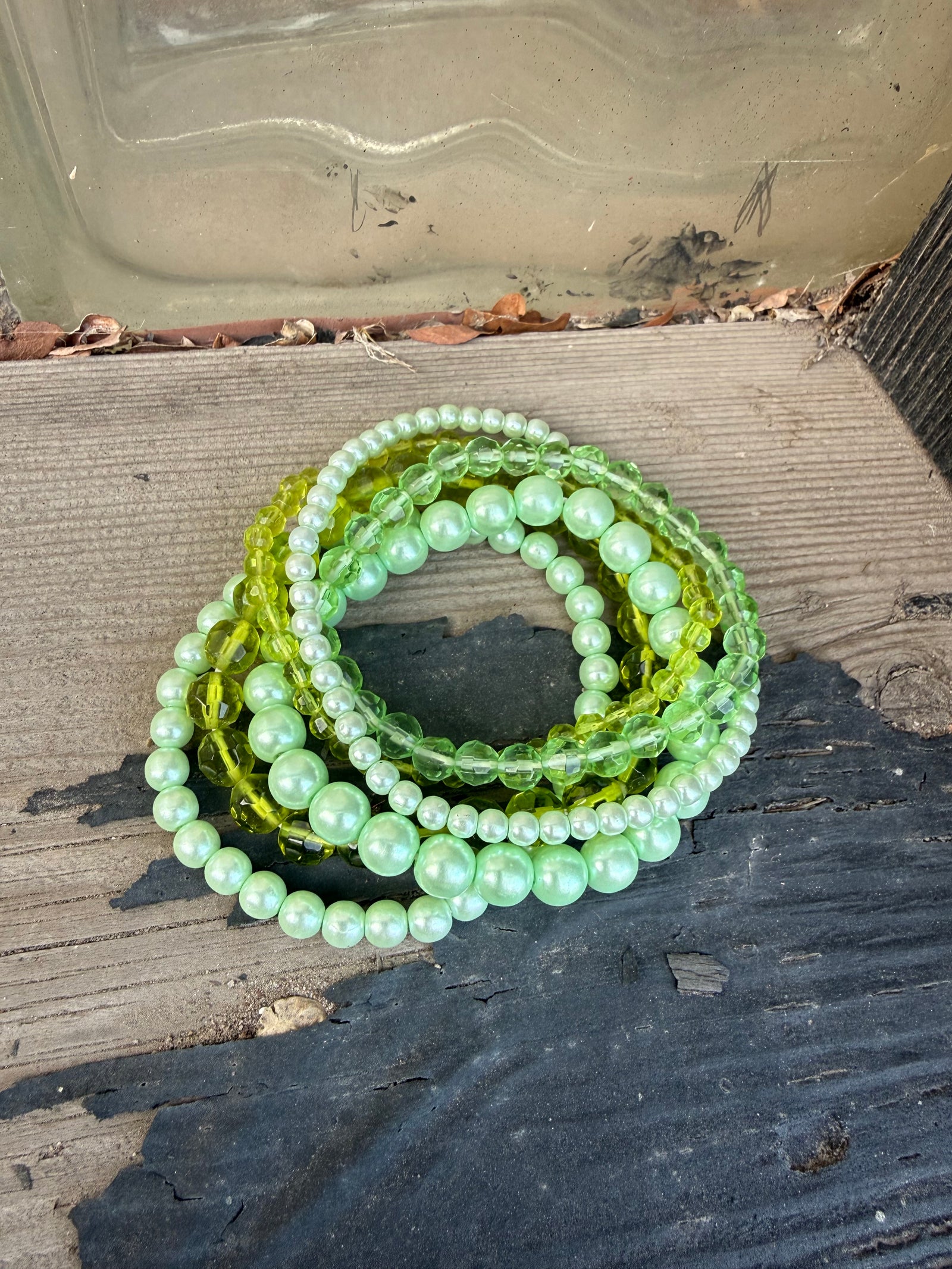 Green Beautiful Pastures Beaded Bracelet Set