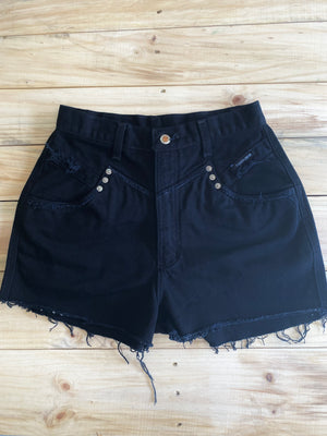 Vintage Black Rockies Reworked High Rise Shorts ~ Size 26 " ~ Queen Bee’s Closet #1164