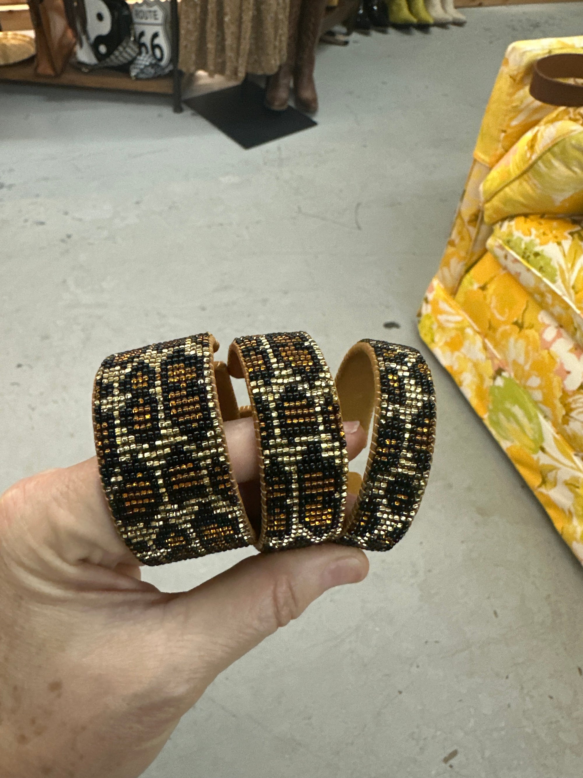 Kaqchi Leopard Leather Cuff Bracelet