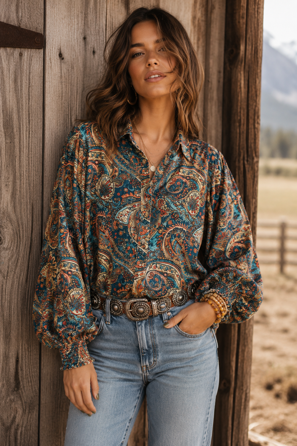 Painted You Pretty Paisley Velour Blouse