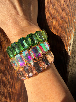 Gilded Age Crystal Edge Glass Stretch Bangle