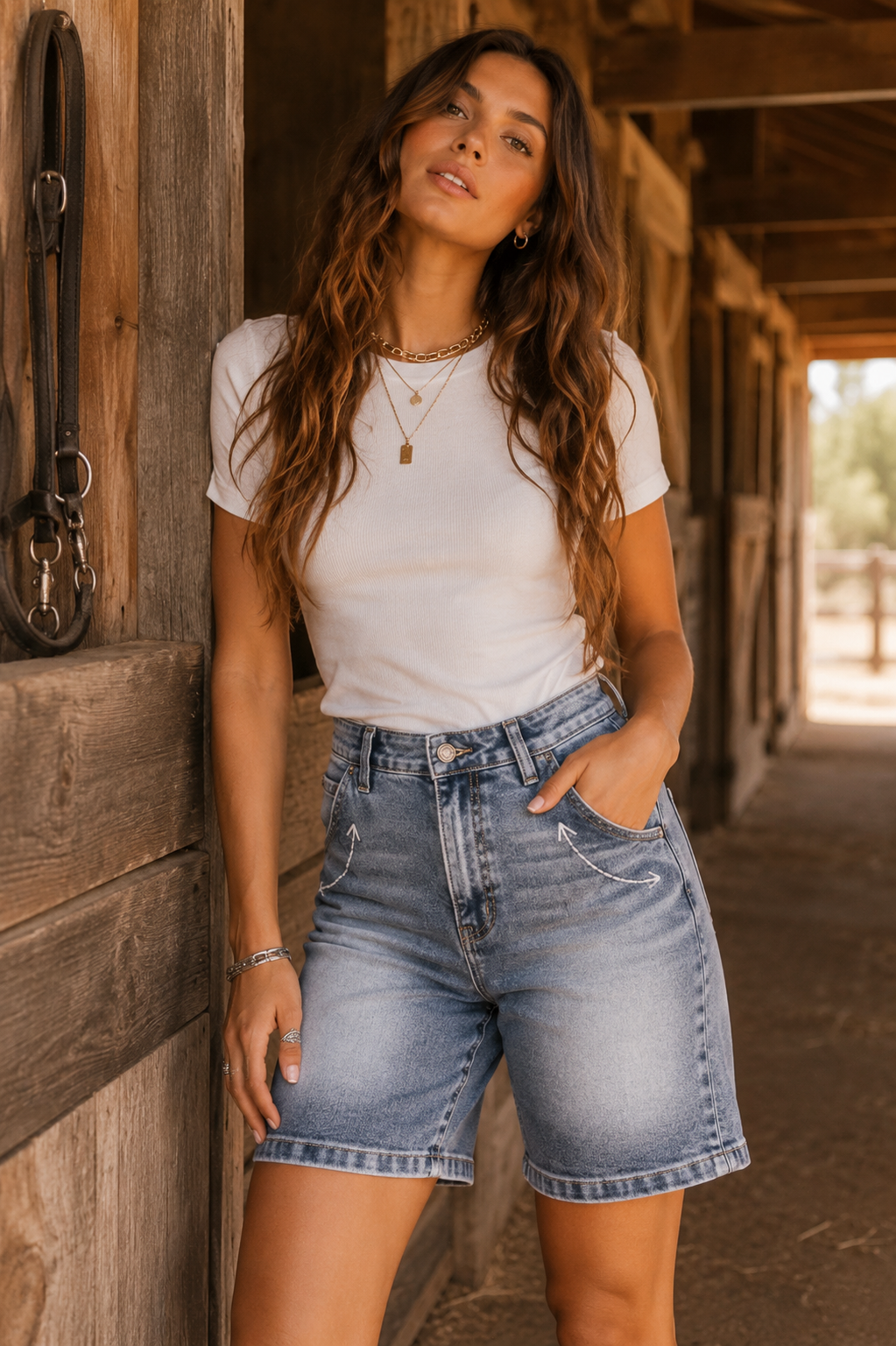 Stone Cold Boot Stitch Bermuda Shorts