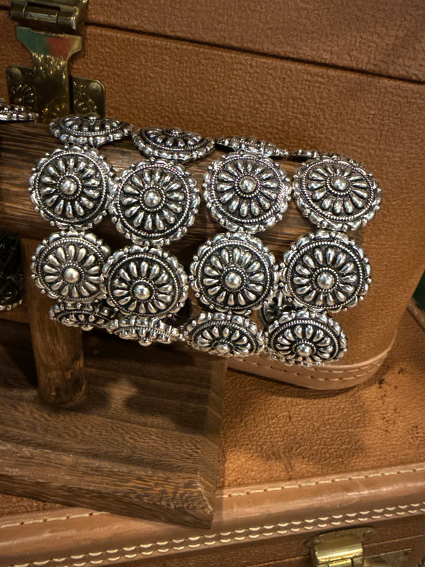 Sorcerer Silver Concho Bangle - Lil Bee's Bohemian