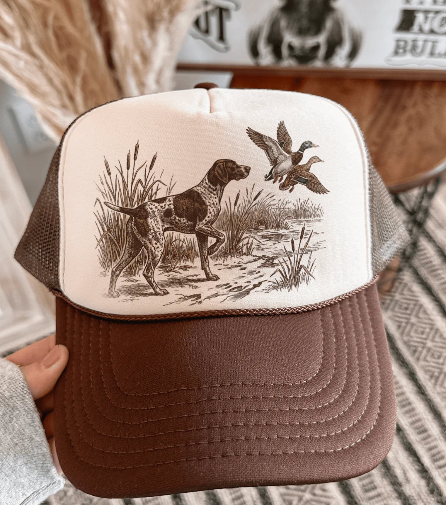 Duck Hunting Pointer Dog Trucker Hat (made to order) LC