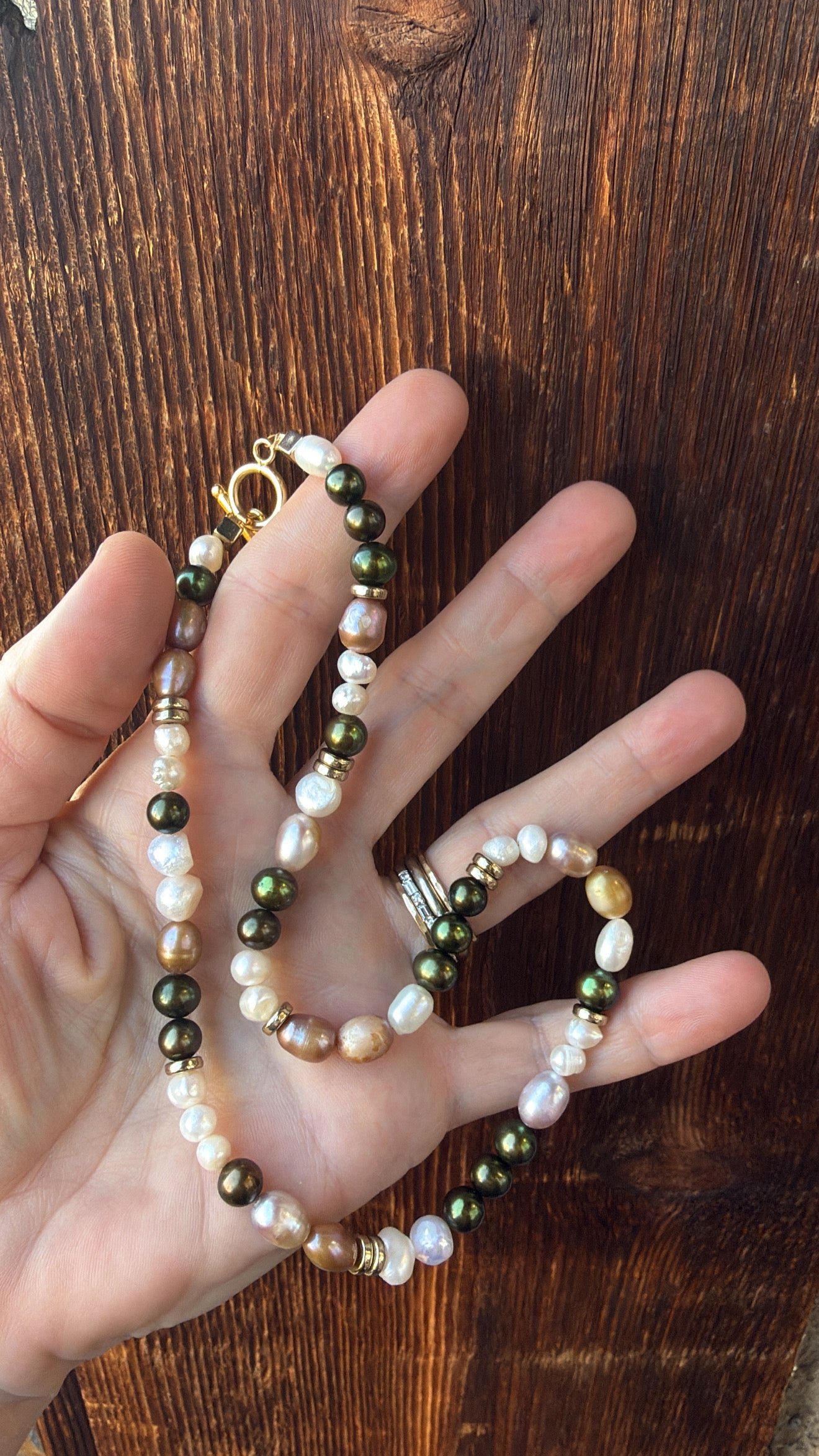 Olive Branch Mixed Freshwater Pearl Necklace (made to order)