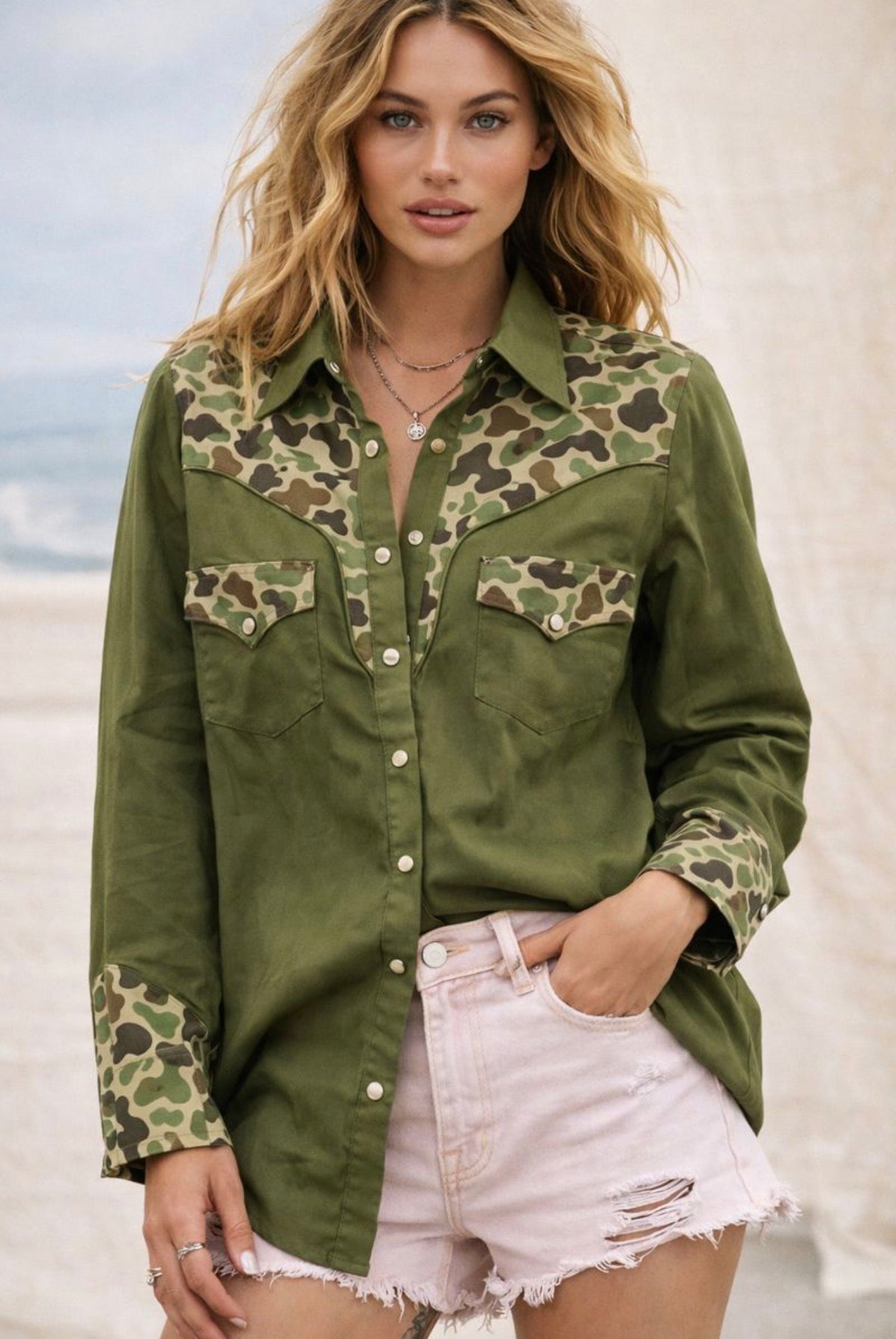 Straight Shooter Duck Camo Pearl Snap Blouse - PREORDER JULY/AUGUST 2026