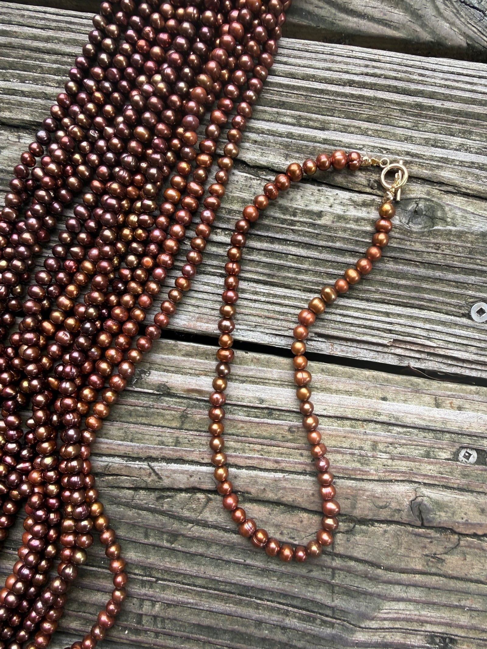 Desert Dawn Copper Freshwater Pearl Necklace (made to order)