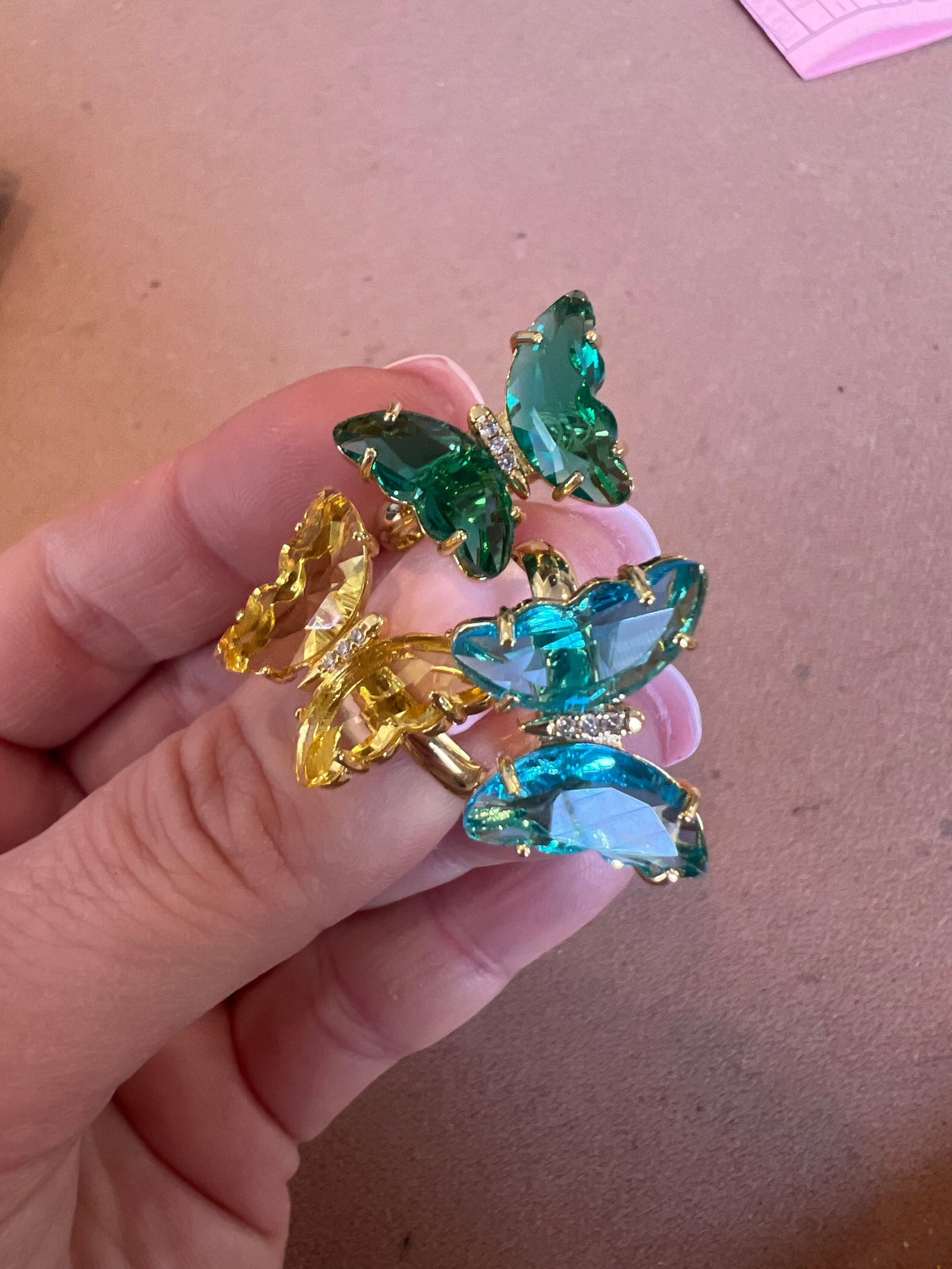 Crystal Butterfly Gold Ring