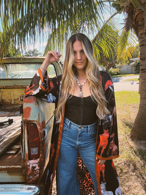 PREORDER Rebel Yell Horse & Leopard Print Reversible Duster PREORDER MARCH/APRIL 2026