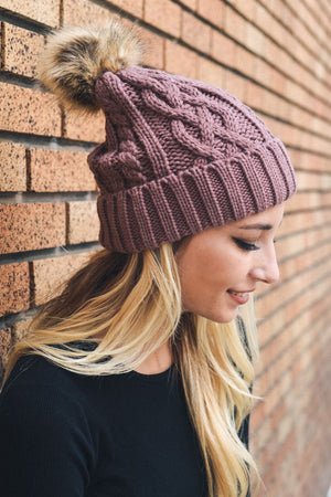 Frontier Fluff Cable Knit Beanie