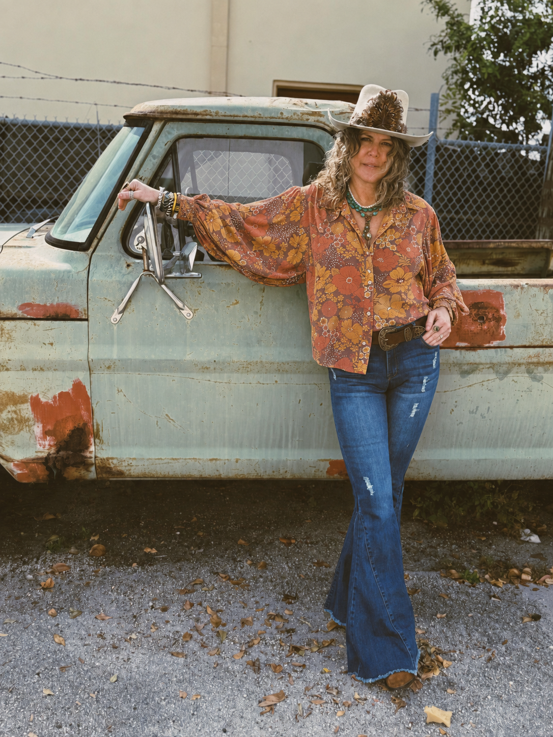 All The Leaves Are Brown Retro Floral Button Up Mesh Blouse - PREORDER 9/18