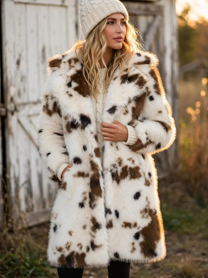MOOve Over Cow Print Faux Fur Jacket