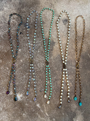 Mercury Rising Faceted Crystal Toggle Lariat Necklace