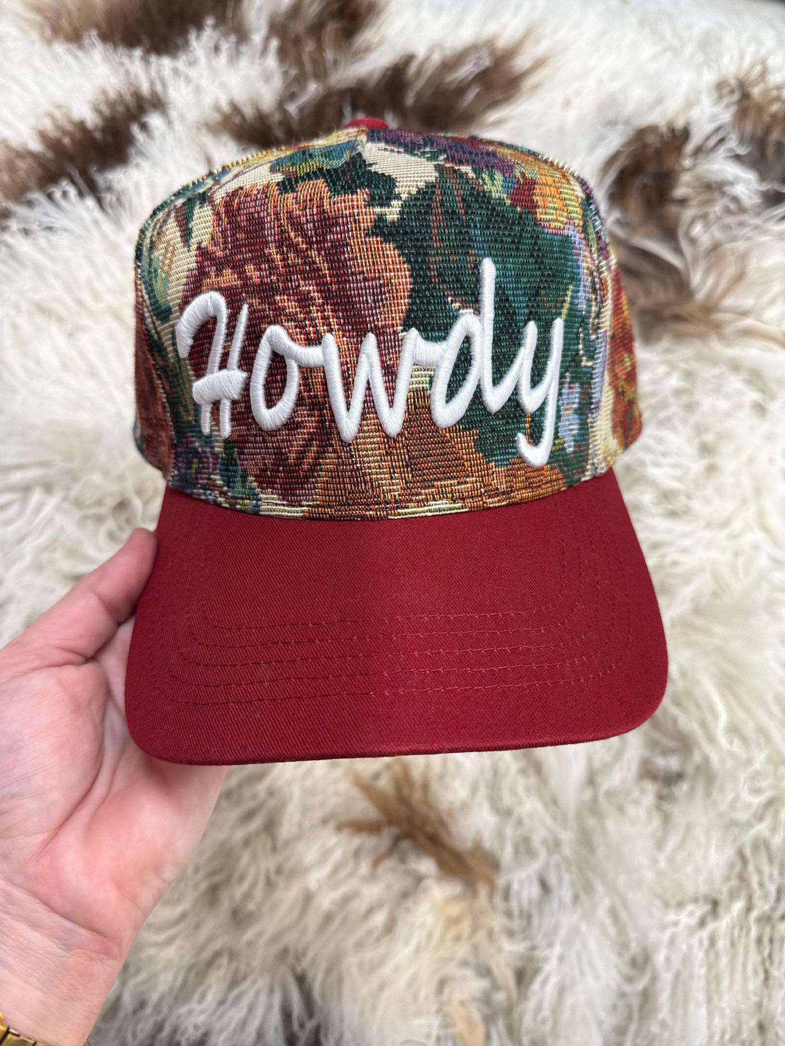 Howdy Floral Cross Stitch Tapestry Hat