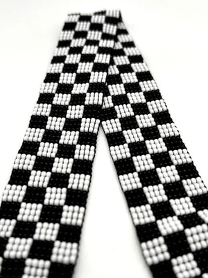 KAQCHI Black Checkered Beaded Hat Band (DS)