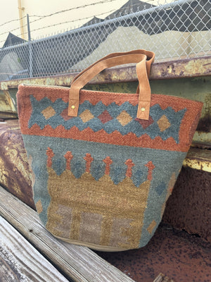 Toronto Bound Aztec Print Woven Saddle Blanket Bucket Tote Bag Purse (Copy)