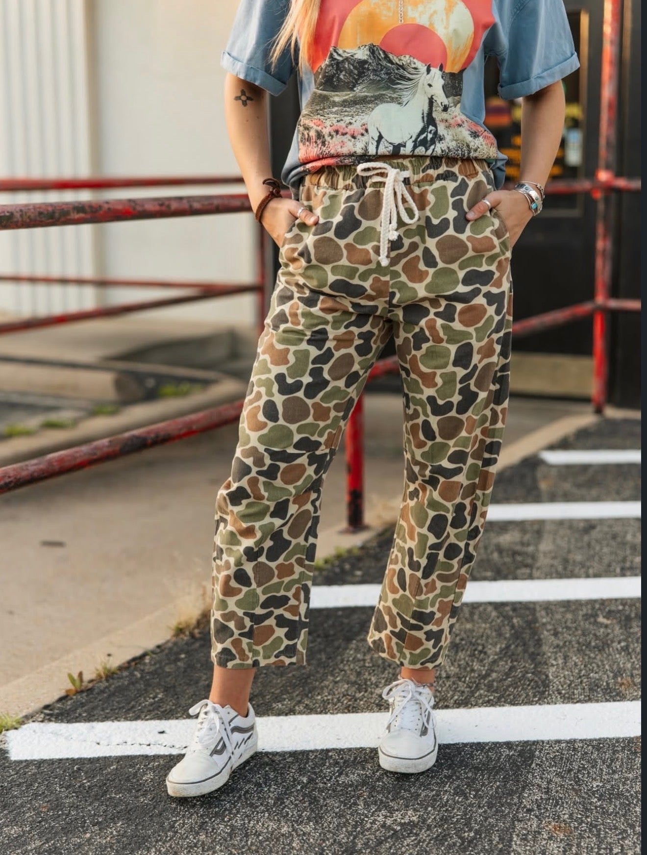 Duck Around & Find Out Duck Print Drawstring Barrel Pants