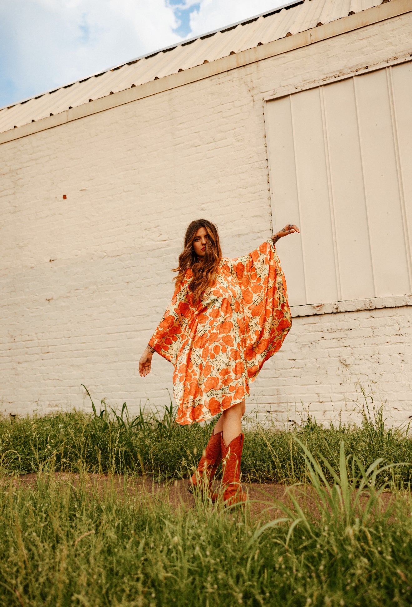 Lady The Brand Lellow Floral Kaftan Mini Dress