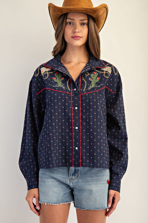 Song Of The South Western Embroidered Button Down Shirt