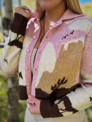 Sunset Canyon Knit Horse Sweater Cardigan